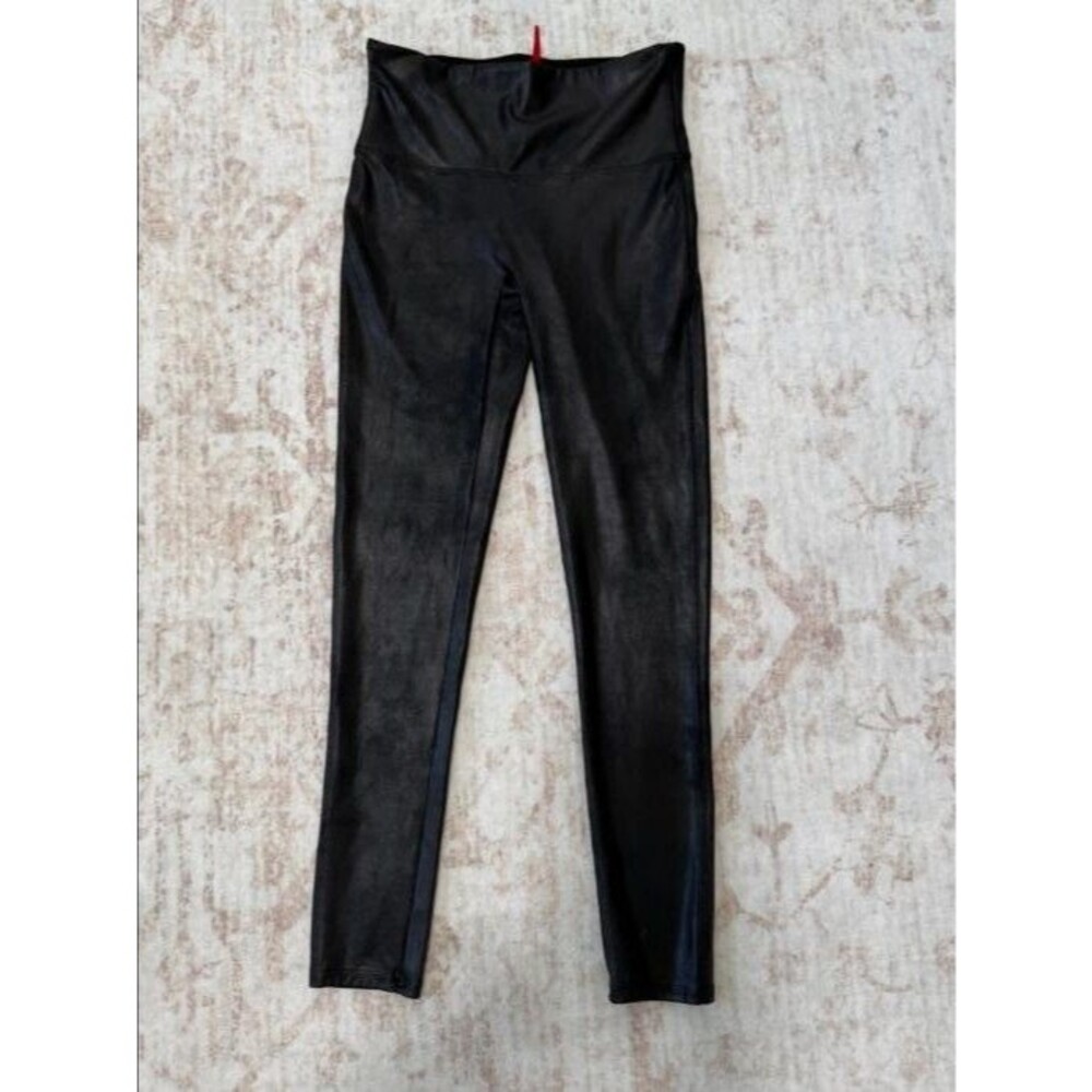 SPANX Faux Leather Look Leggings Women's Black Medium Petite
